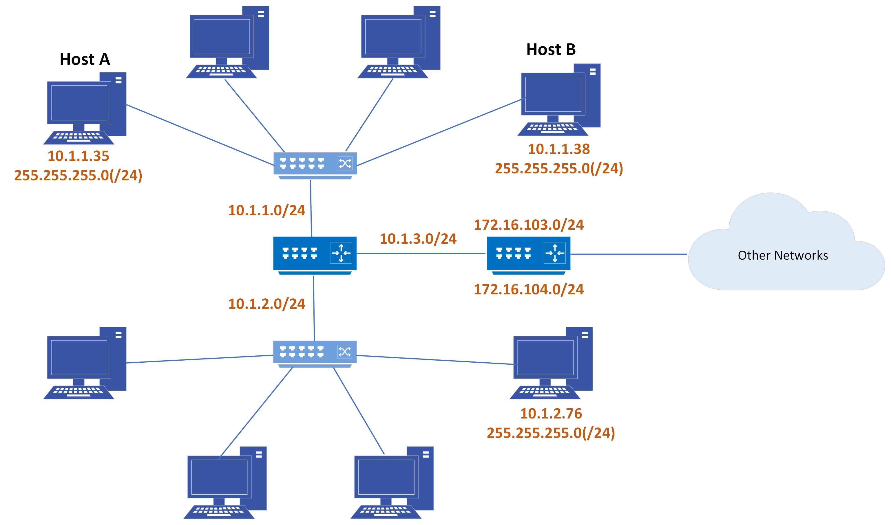 IP addresses, switches, and routers